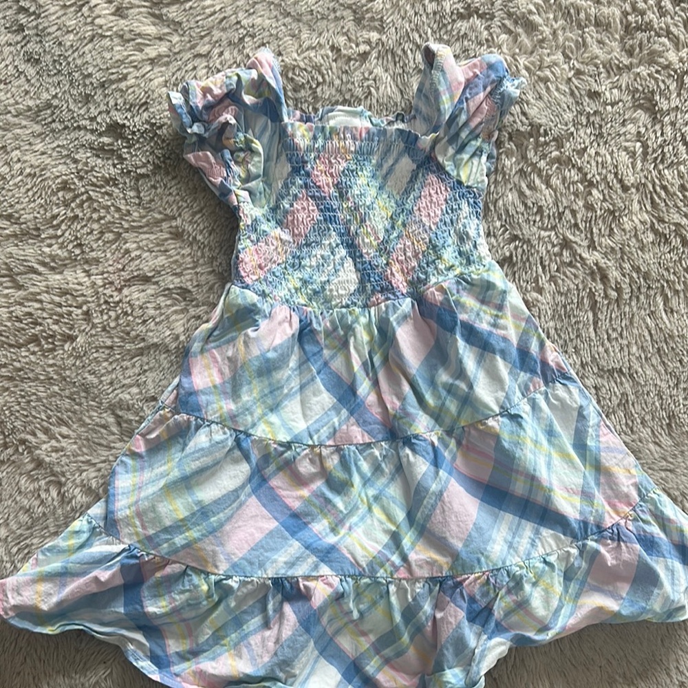 Gymboree Blue and Green Smocked Sundress with Square Neck